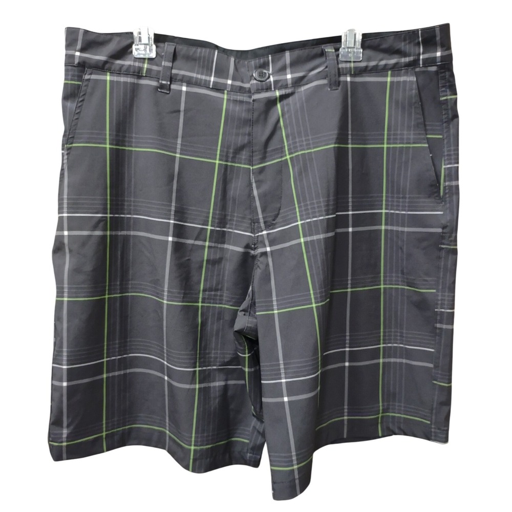 Joe Boxer Plaid Golf Shorts‎ Gray Green White Casual Size 38/40